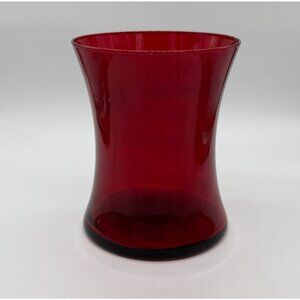 Vintage Red Hand Blown Glass Flared Vase 8.0" Tall Mouth 6.5 Wide